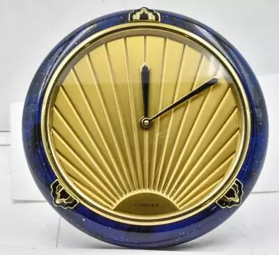 Estate Cartier 1980 Must De Cartier Lapis Art Deco Desk Clock Quartz Guaranteed • $926.25