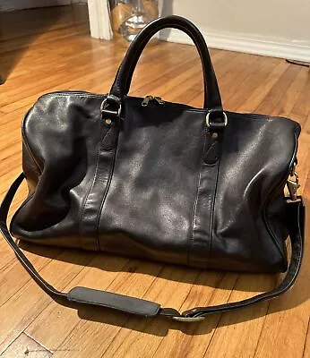 Brooks Brothers Black Boston Genuine Leather Duffle Bag • $150