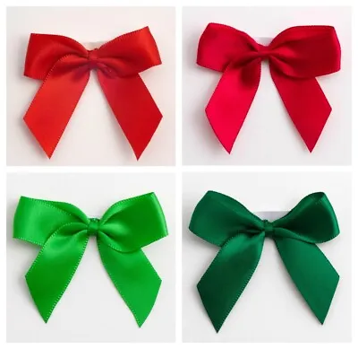 Satin Bows 5cm Wide Self Adhesive Pre Tied Ribbon Wedding Gift Craft Stick On • £3.95