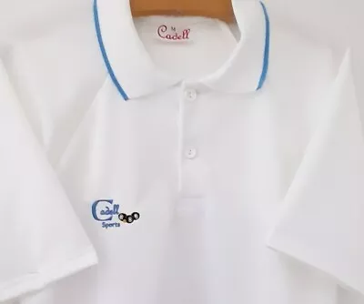 CADELL SPORTS LAWN BOWLS POLO Shirt Tops MED  Blue Trim On Collar  • £19