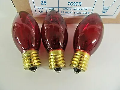 BOX Of 25  NEW 7C9TR 7-Watt  C9 Night / OLD Vintage CHRISTMAS LIGHT BULB RED • $24.95