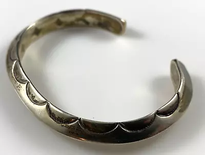 Native American Sterling Silver Cuff Bracelet Stamped Design Vintage 35.6g • $23.50