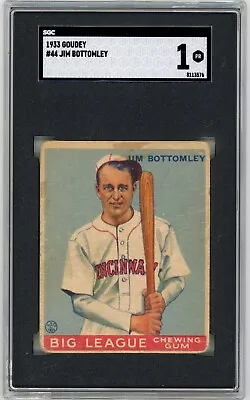 1933 Goudey #44 Jim Bottomley Cincinnati Reds SGC 1 • $77.99