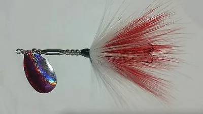  MUSKY Bass Pike  BUCKTAIL White Red TAIL With LPI LAZER BLADE • $12.65