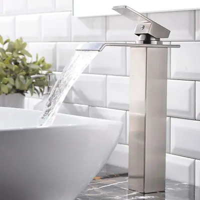 Modern Tall Brushed Nickel Wide Spout Single Handle Vessel Sink FaucetOne Hole  • $55.84