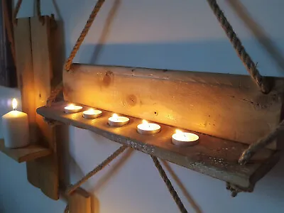 Industrial Cable Drum Stave - Farmhouse Rustic Wooden Tea Light Candle Holder • £12.99