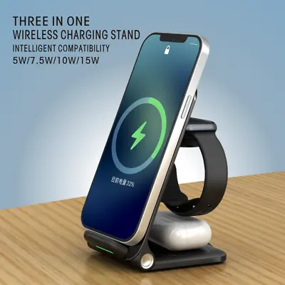 $39.88 • Buy 3 In 1 15W Wireless Charger Dock Qi Fast Charging For IPhone Apple Watch Samsung
