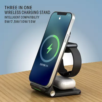 3 In 1 15W Wireless Charger Dock Qi Fast Charging For IPhone Apple Watch Samsung • $39.88