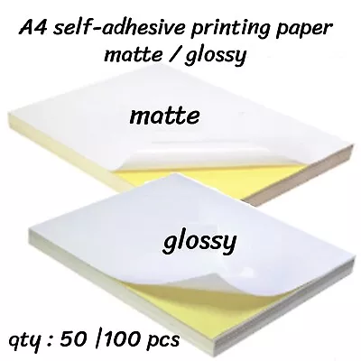 A4 Matte / Glossy  Self Adhesive Printer Sticker Paper Label Inkjet 21x29cm • $6.95