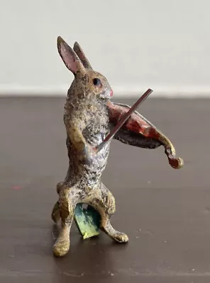 Vienna Bronze Cold Painted Rabbit Playing Violin • $179.99