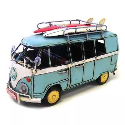 VW Kombi Blue 20cm Metal Hand Crafted Collectible Vintage Model Car Boyle NEW • $64.95