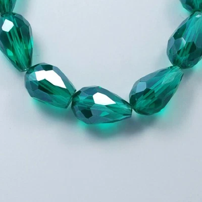 £2.85 • Buy Pack Of 20 Electroplate Pearl Lustre Faceted 11 X 8mm Teardrop Beads - Teal