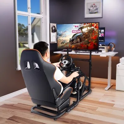 Racing Seat Gaming Chair Simulator Cockpit Steering Wheel Fits Logitech W/Stand  • $366.99