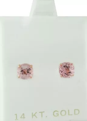 GENUINE 2.08 Cts MORGANITE STUD EARRINGS 14K ROSE GOLD - Free Certificate - NWT • $0.99