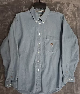 Cinch Shirt Mens Medium Blue Long Sleeve Button Down Collar Western Logo • $15.99