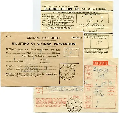 £25 • Buy Ww2 Billeting Payments 1942 Scotland Laurencekirk 2 Dockets Evacuees