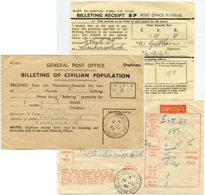 £25 • Buy Ww2 Billeting Payments 1942 Scotland Laurencekirk 2 Dockets Evacuees