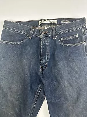 Men’s Harley Davidson Blue Denim Jeans Straight Boot Cut Fit  Size 34 X 32 • $23.99