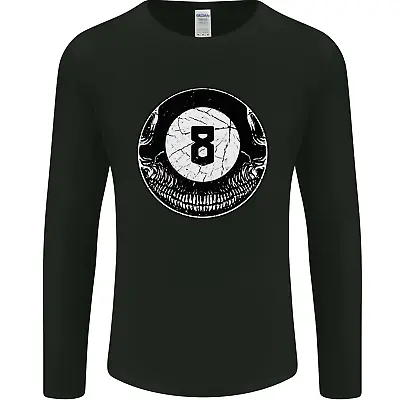 8-Ball Skull Pool Player 9-Ball Mens Long Sleeve T-Shirt • $15.14