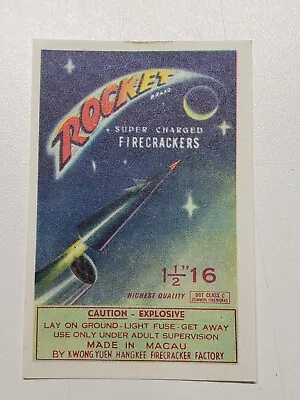 Vintage Firecracker Label ROCKET SUPER CHARGED FIRECRACKERS D.O.T. KWONG YUEN  • $9.55