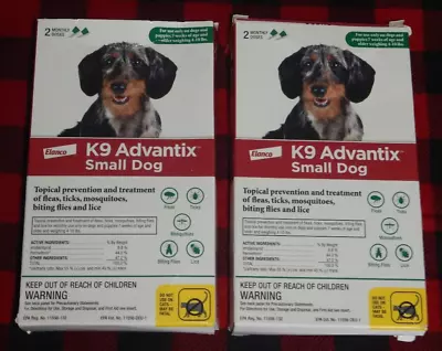 K9 Advantix Small Dog 2 Monthly Doses For Dogs 4-10 Lbs. ~ LOT OF 2 • $40