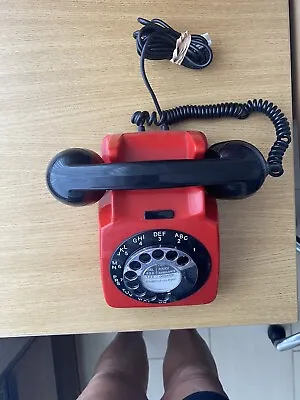 GPO Telephone 746 Rotary Retro Style Handset Telephone - Red & Black • £30