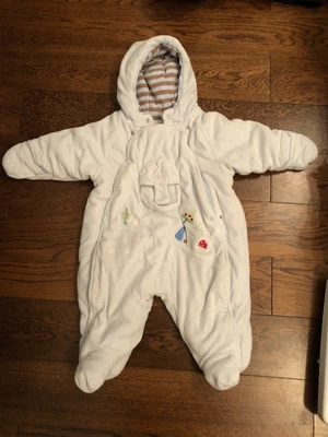 £9 • Buy MARESE. Baby Blue Padded Velour Snowsuit, Integral Booties And Mitts. 6m.perfect