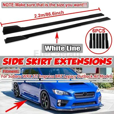 87'' Side Skirts Rocker Panel Black+White Trim For Subaru WRX STI Impreza BRZ • $38.15