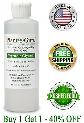 Vegetable Glycerin 8 Oz. USP 99.9 % Pure Food Grade Non-GMO Kosher VG PG  • $8.95