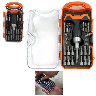 28 Pc Ratcheting T Handle Mini Screwdriver Kit Screw Driver Ratchet Mechanic Set • $11.81