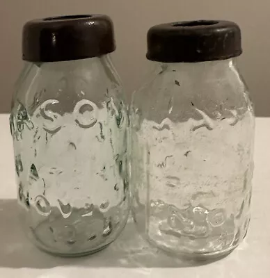 2 Mini Oil Lamp Mason Patent Mason Jar 1858 2.5 Inch. 1 Blue Tint 1 Clear • $9