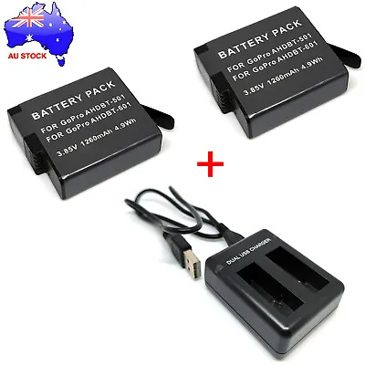 AUS Battery / Dual Charger For Gopro Hero 5 Action Camera HERO5 Black HD Silver • $23.88