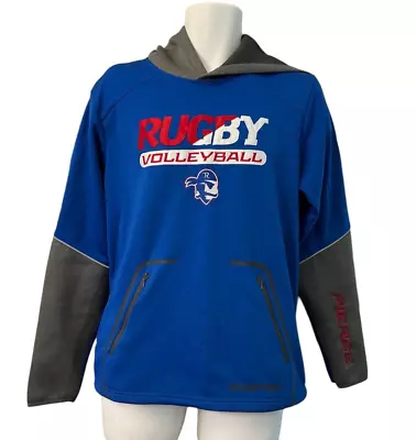 Large Hooded Sweatshirt Rugby Volleyball Pirates Embroidered PIERCE Fleece Lined • $16.99