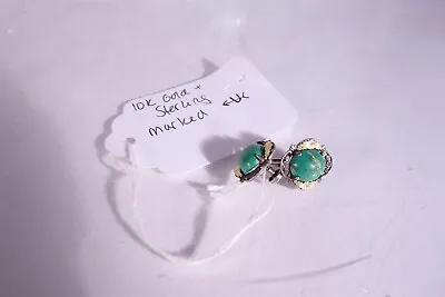 10K Gold & Sterling Earrings Vintage Jade • $59