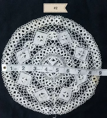 Antique Lace Maltese Small Round Home Decor Primitive Medallion A14 • $16