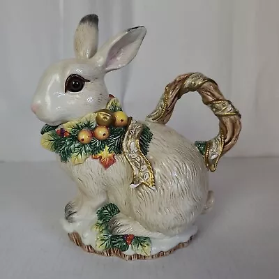 FITZ AND FLOYD Rabbit Shaped Pitcher - Berry & Ribbons - 8.5 X 9in • $14.99