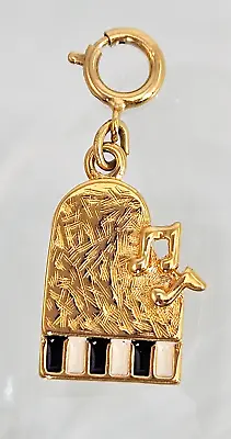 Monet BABY GRAND PIANO Gold Tone Charm~ Pendant~Music Treble Clef~ Vintage • $22.99