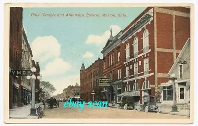 OLD Postcard View Of Alhambra Theater And Elk’s Temple Marion OH Ohio • $3