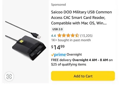 Saicoo DOD Military USB Common Access CAC Smart Card Reader • $12.50