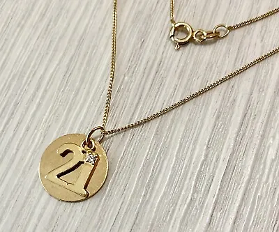 Gold Over STERLING SILVER 21st BIRTHDAY NECKLACE PERSONALISED ENGRAVED • £22.50