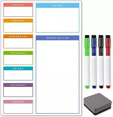 Magnetic Weekly Planner Dry Erase Fridge Whiteboard Or Dry Wipe Calendar Board • £12.95