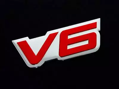 $12.99 • Buy 2 Fender Hood Hot Rod Rat V6 6 Cylinder Engine Aluminum Emblems Badge Set Red