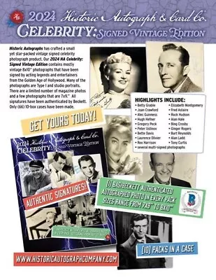 2024 Historic Autographs Celebrity Signed Vintage Edition Box • $99.95