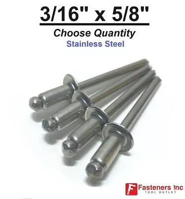 POP Rivets ALL Stainless Steel 6-10 3/16  X 5/8  Grip Range (Choose Quantity) • $11.17