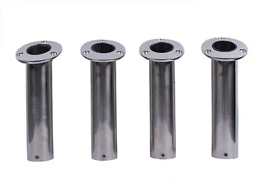 4X 316 Stainless Steel Marine Boat Cast Fishing Rod Holder 15 Degree W/PVC Inner • $66.40