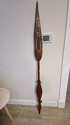 £20 • Buy African 157cm Ornamental Carved Wooden Design Spear With Crocodile Shaped Handle