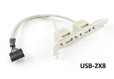 USB 2-Port Female Mounting Bracket To Motherboard 2x8 16-Pin Header Adapter • $7.95