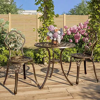 3PC Bistro Set Patio Table Chairs Furniture Balcony Pool Antique Vintage • $159.95