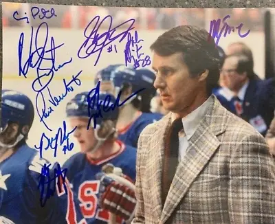 1980 Usa Olympic Hockey Gold Medal 9 Signed 8x10 Herb Brooks Eruzione Schneider! • $185