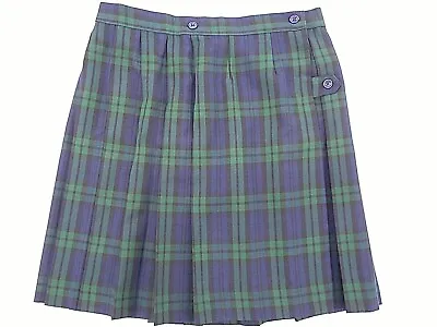 Girls R/K Green & Navy Kilt Wrap Around Uniform Skirt Reg. & Half Sz 16 - 18 1/2 • $14